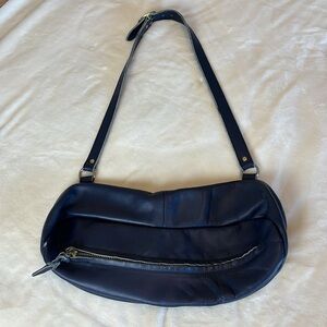 Wow! Handmade Navy Blue Leather Crossbody Bag- Unique!